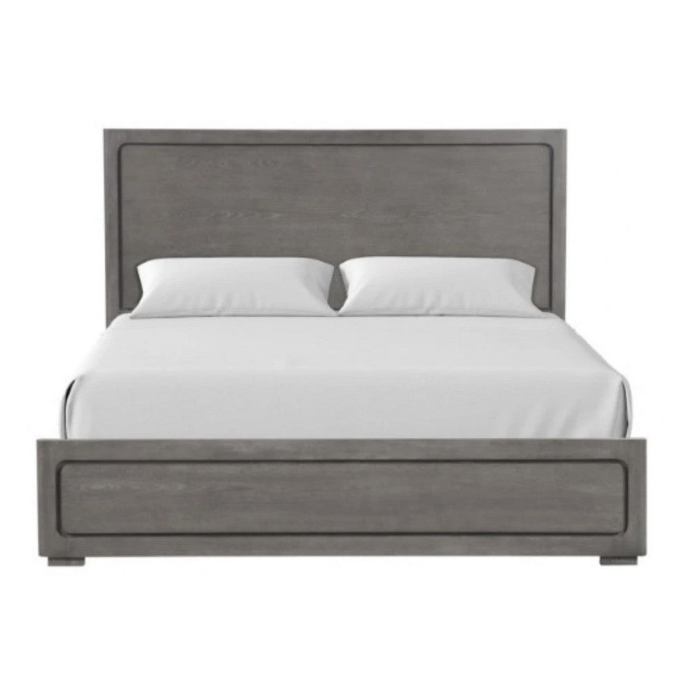 Thorne Queen Bed, Panel Design, Rounded Edges, Warm Gray Wood - BM342488