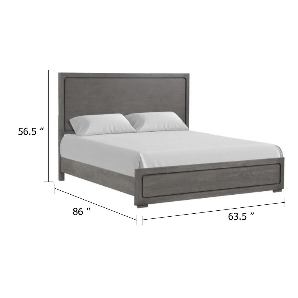 Thorne Queen Bed, Panel Design, Rounded Edges, Warm Gray Wood - BM342488