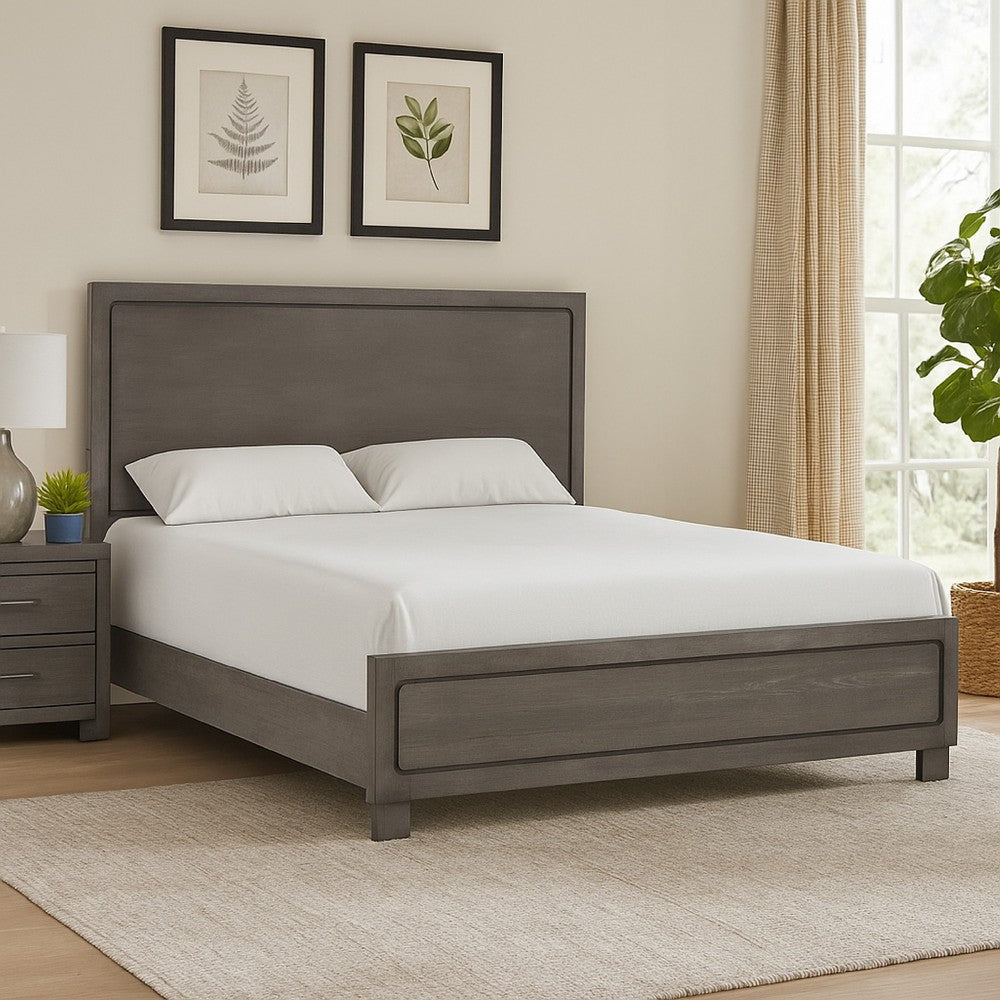 Thorne Queen Bed, Panel Design, Rounded Edges, Warm Gray Wood - BM342488