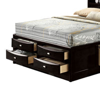 Simo Full Bed, Bookcase Headboard, Storage Drawers, Black - BM342496