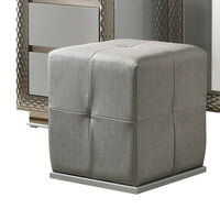 Vino 3pc Vanity Dressing Table Set w Stool, Gray, Satin Fabric, Rubberwood - BM342508