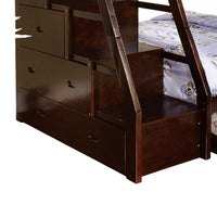 Ellon Twin over Full Bunk Bed, Espresso Brown Solid Wood, Drawers - BM342536