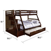 Ellon Twin over Full Bunk Bed, Espresso Brown Solid Wood, Drawers - BM342536