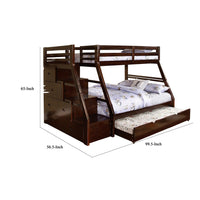 Ellon Twin over Full Bunk Bed, Trundle, Espresso Brown Wood, Drawers - BM342537