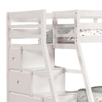 Ellon Twin over Full Bunk Bed, Trundle, White Wood, Storage Drawers - BM342539