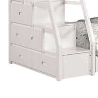 Ellon Twin over Full Bunk Bed, Trundle, White Wood, Storage Drawers - BM342539