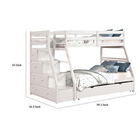Ellon Twin over Full Bunk Bed, Trundle, White Wood, Storage Drawers - BM342539