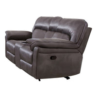Josy Manual Recliner Loveseat with Console, Dark Gray Faux Leather, 77 Inch - BM342549