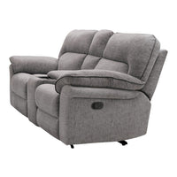 Josy Manual Recliner Loveseat with Console, Light Gray Fabric, 77 Inch - BM342551