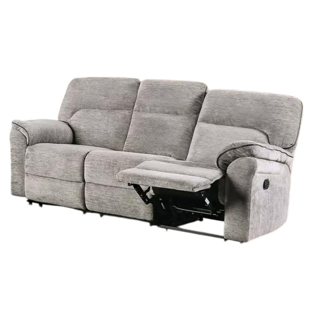 Josy Manual Recliner Sofa, Pillow Top Arms, Light Gray Fabric, 88 Inch - BM342552
