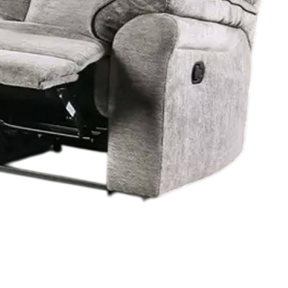 Josy Manual Recliner Sofa, Pillow Top Arms, Light Gray Fabric, 88 Inch - BM342552