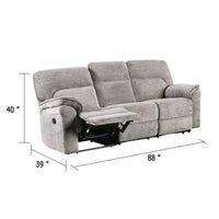 Josy Manual Recliner Sofa, Pillow Top Arms, Light Gray Fabric, 88 Inch - BM342552