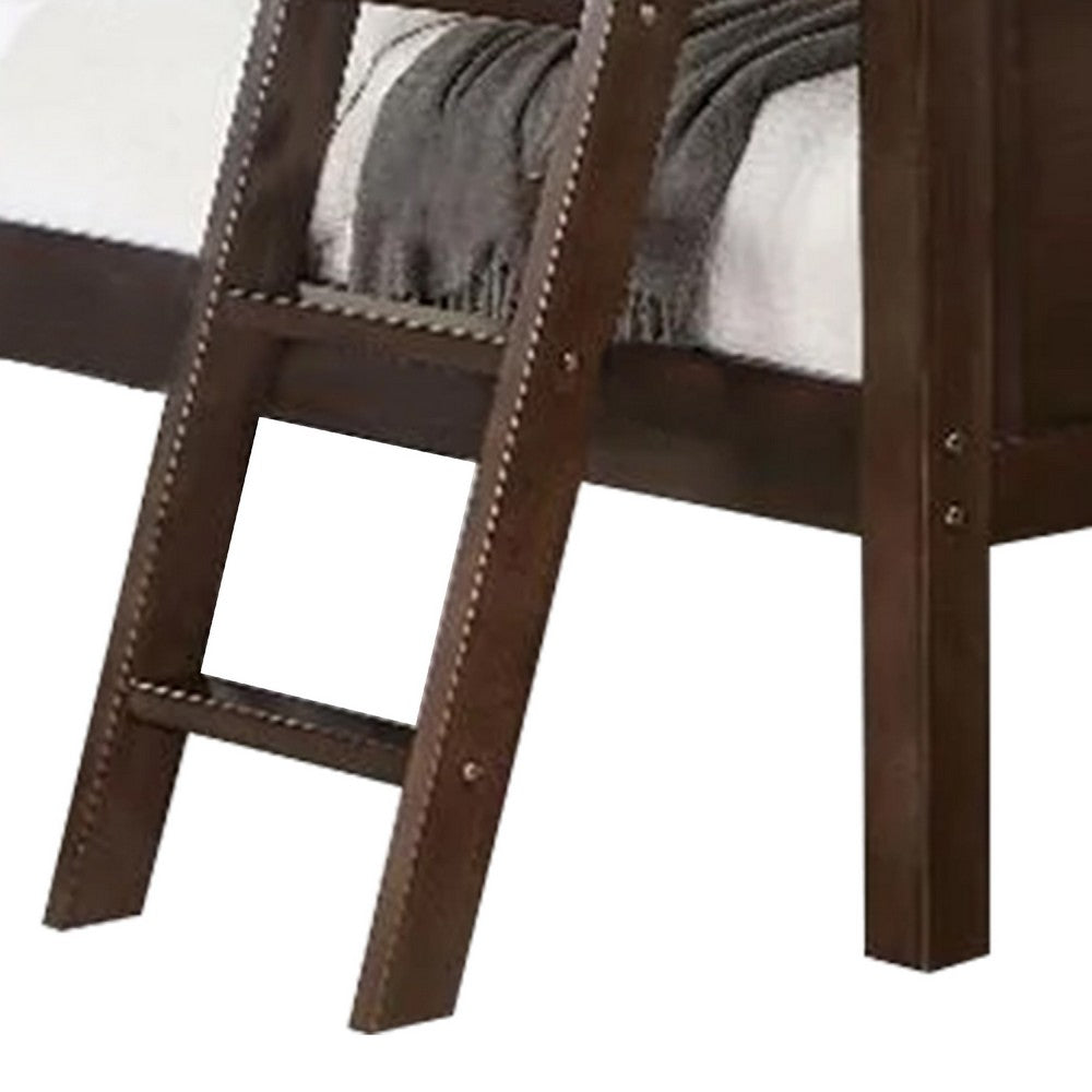 Zedy Full over Full Bunk Bed, Guardrails and Ladder, Walnut Brown - BM342554