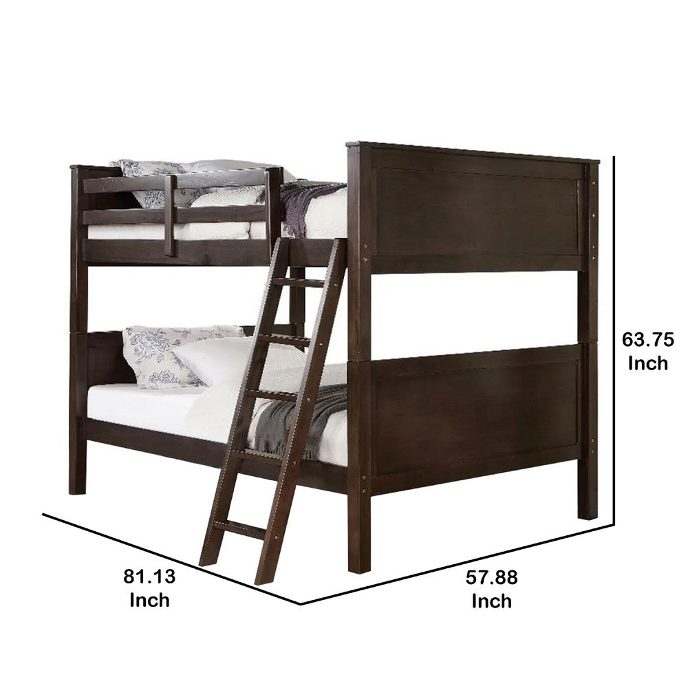 Zedy Full over Full Bunk Bed, Guardrails and Ladder, Walnut Brown - BM342554