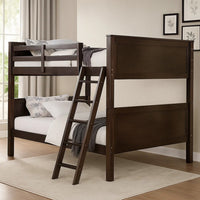 Zedy Full over Full Bunk Bed, Guardrails and Ladder, Walnut Brown - BM342554