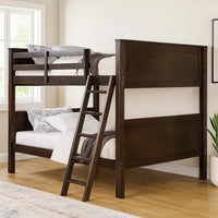 Zedy Full over Full Bunk Bed, Guardrails and Ladder, Walnut Brown - BM342554