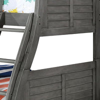 Hedy Twin/Full Bunk Bed with Trundle, Antique Gray Solid Wood Frame - BM342557