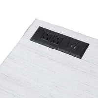 Fredie Corner Desk with Lift-Top USB Port, Gold Frame, Antique White - BM342558