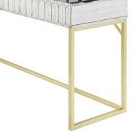 Fredie Corner Desk with Lift-Top USB Port, Gold Frame, Antique White - BM342558