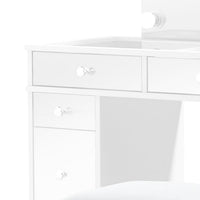 Margo Vanity Set with Lighted Mirror and Padded Stool, White-Gray - BM342561