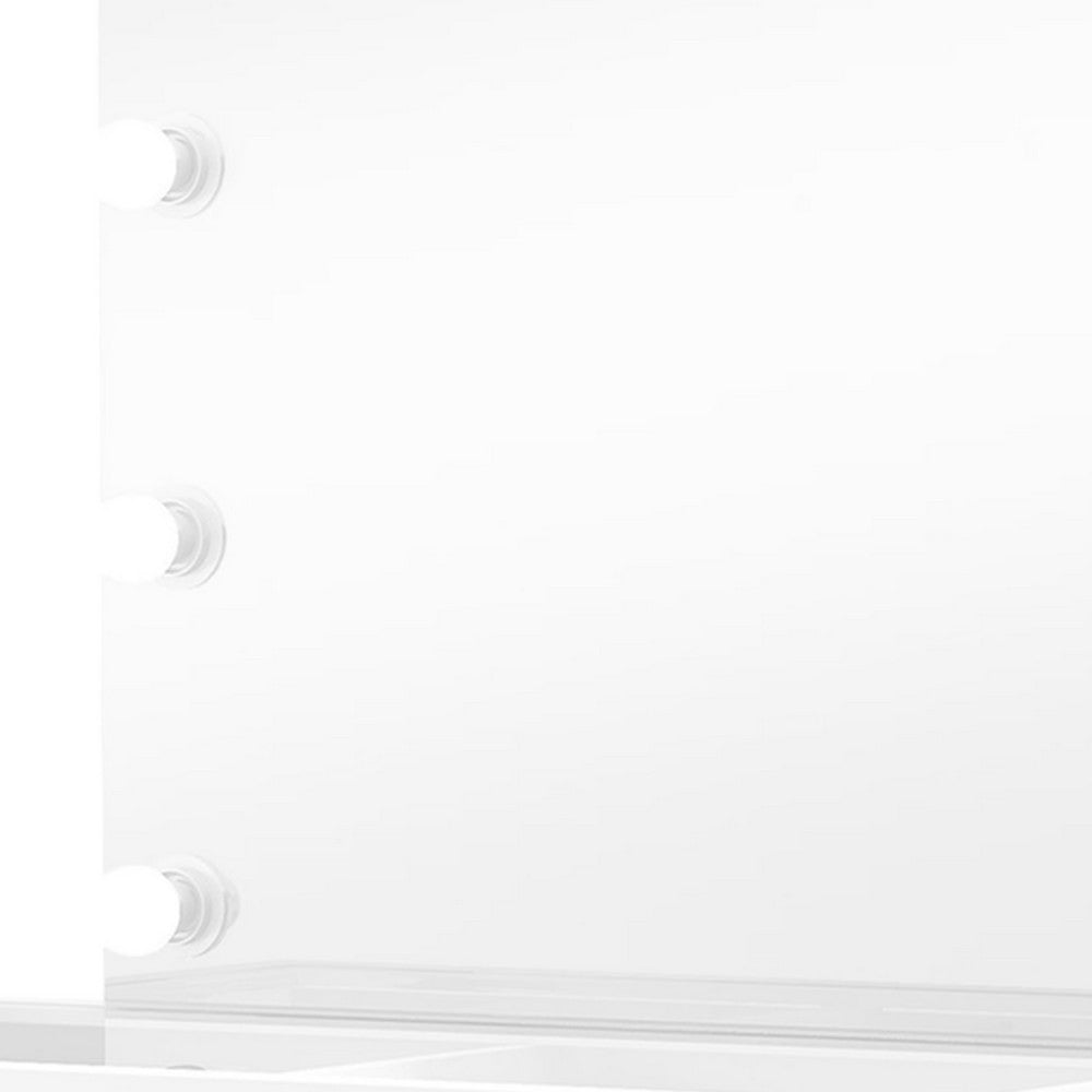 Margo Vanity Set with Lighted Mirror and Padded Stool, White-Gray - BM342561