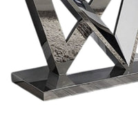 Vily Sofa Console Table, Beveled Faux Marble, Chrome Steel V-Base - BM342570