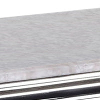 Wety Coffee Table, Faux Marble Top, Chrome Pedestal Base, 51 Inch - BM342571