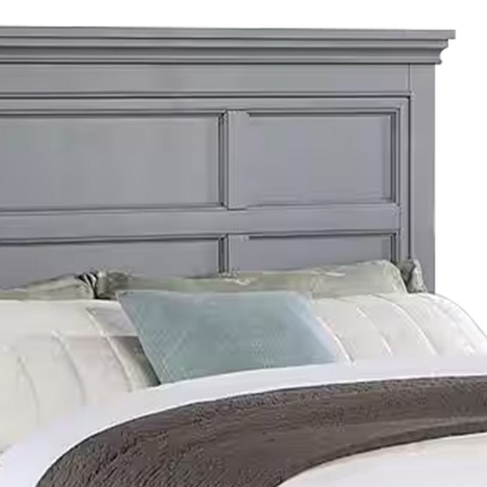 Lile Full Bed with Crown Moulding, Storage Drawers, Gray Solid Wood - BM342594
