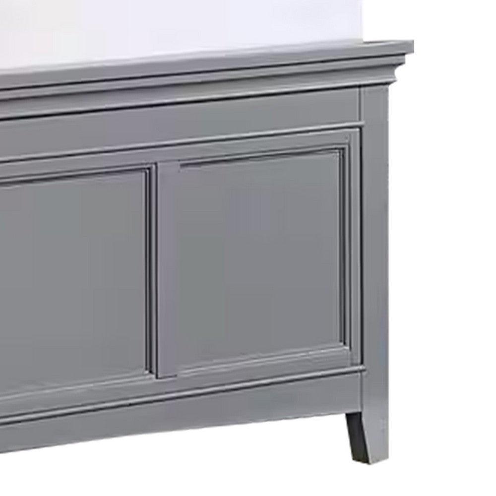 Lile Full Bed with Crown Moulding, Storage Drawers, Gray Solid Wood - BM342594