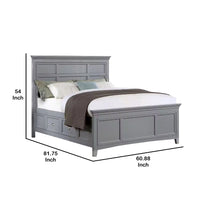 Lile Full Bed with Crown Moulding, Storage Drawers, Gray Solid Wood - BM342594
