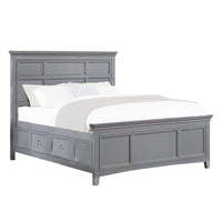 Lile Twin Bed with Crown Moulding, Storage Drawers, Gray Solid Wood - BM342596