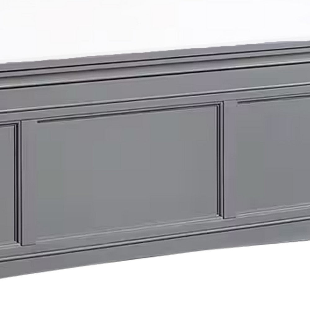 Lile Twin Bed with Crown Moulding, Storage Drawers, Gray Solid Wood - BM342596