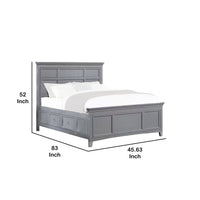 Lile Twin Bed with Crown Moulding, Storage Drawers, Gray Solid Wood - BM342596