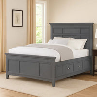 Lile Twin Bed with Crown Moulding, Storage Drawers, Gray Solid Wood - BM342596