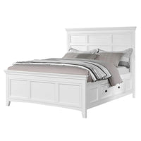 Lile Twin Bed with Side Rail Storage, Crown Molded Details, White Wood - BM342597