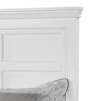 Lile Twin Bed with Side Rail Storage, Crown Molded Details, White Wood - BM342597