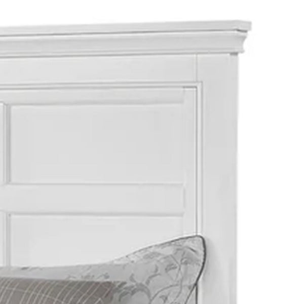 Lile Twin Bed with Side Rail Storage, Crown Molded Details, White Wood - BM342597