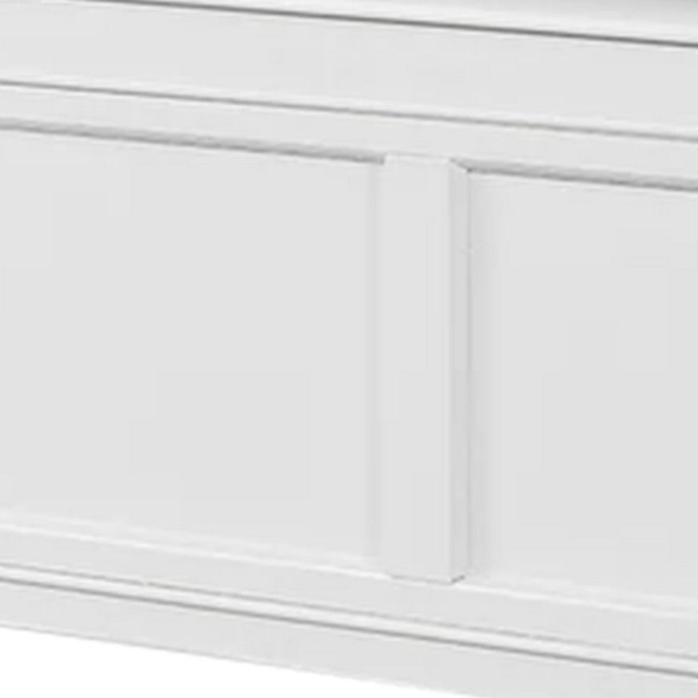 Lile Twin Bed with Side Rail Storage, Crown Molded Details, White Wood - BM342597