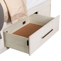 Mimy Queen Bed with Bookcase Headboard, Footboard Storage, White Wood - BM342605