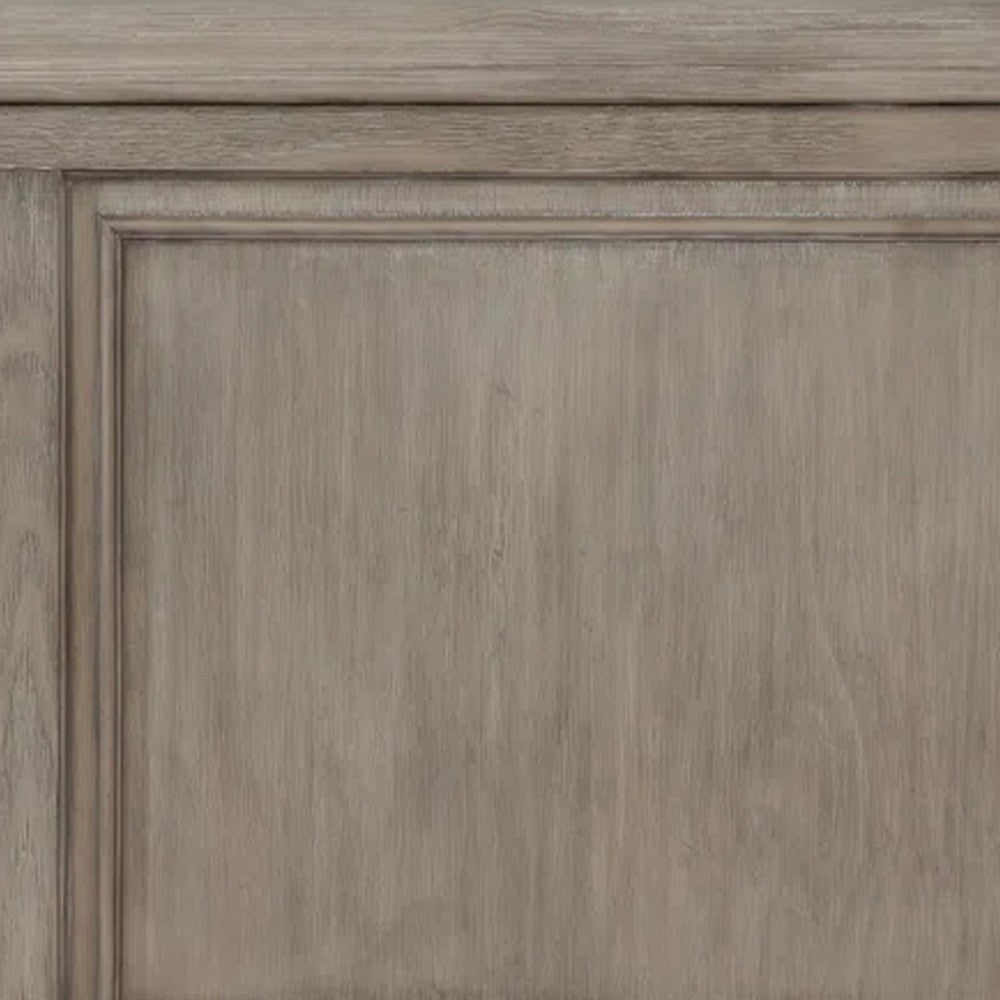 Ava Queen Bed with Footboard Storage and Bun Feet, Gray Solid Wood - BM342607