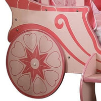 Arine Kids Twin Bed in Pumpkin Carriage Design, High Gloss Pink Wood - BM342610