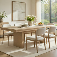 Hagy Dining Table, 76-94 Inch Extendable Top, Natural Brown Panel Legs - BM342627