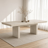 Hagy Dining Table, 76-94 Inch Extendable Top, Natural Brown Panel Legs - BM342627