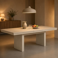 Hagy Dining Table, 76-94 Inch Extendable Top, Natural Brown Panel Legs - BM342627