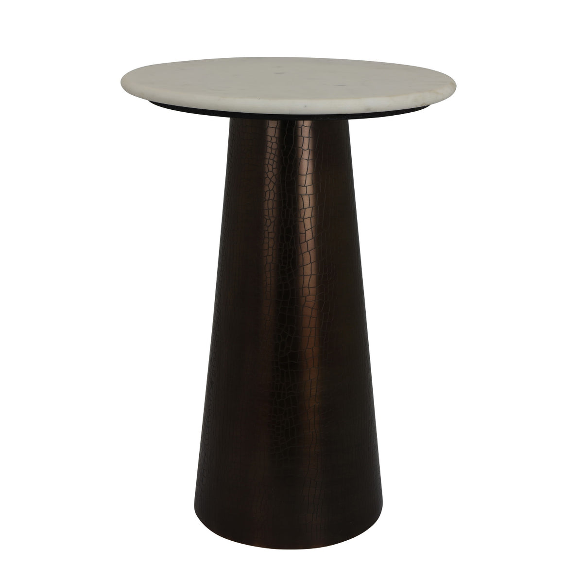 Plant Stand Accent Table, Bronze Metal, White Marble Top, 23 Inch  - BM344397