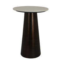 Plant Stand Accent Table, Bronze Metal, White Marble Top, 23 Inch  - BM344397