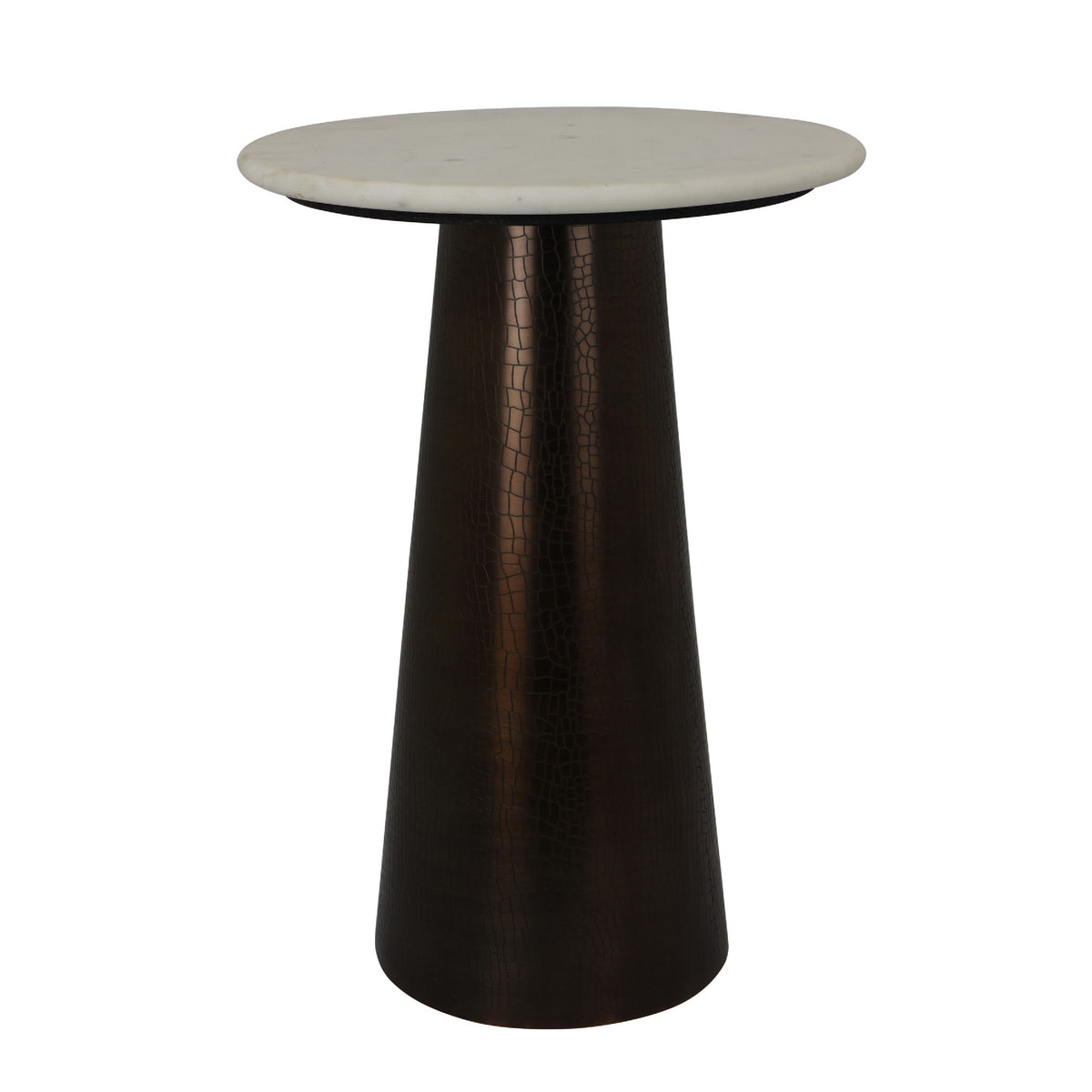 Plant Stand Accent Table, Bronze Metal, White Marble Top, 23 Inch  - BM344397