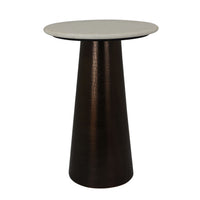 Plant Stand Accent Table, Bronze Metal, White Marble Top, 23 Inch  - BM344397