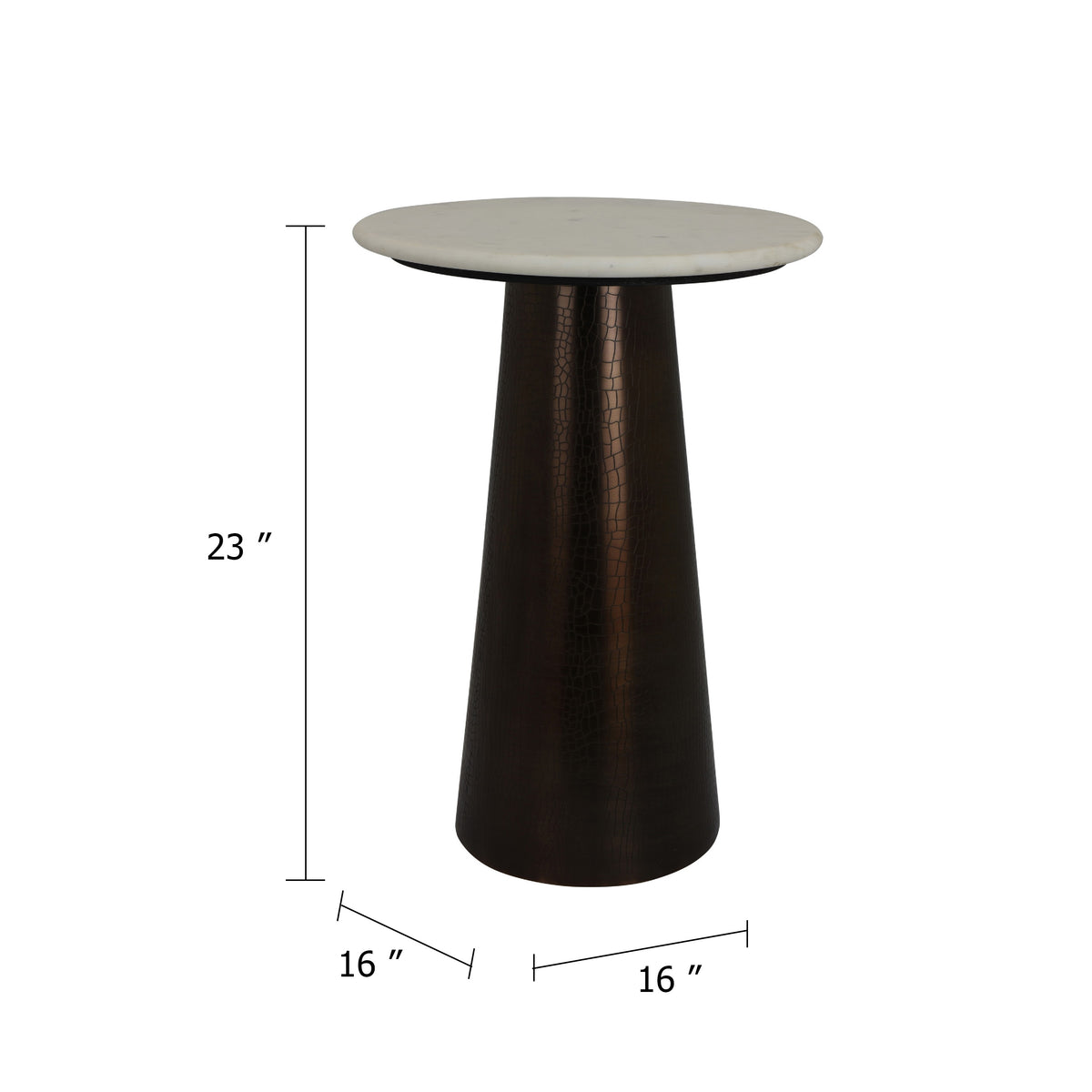 Plant Stand Accent Table, Bronze Metal, White Marble Top, 23 Inch  - BM344397