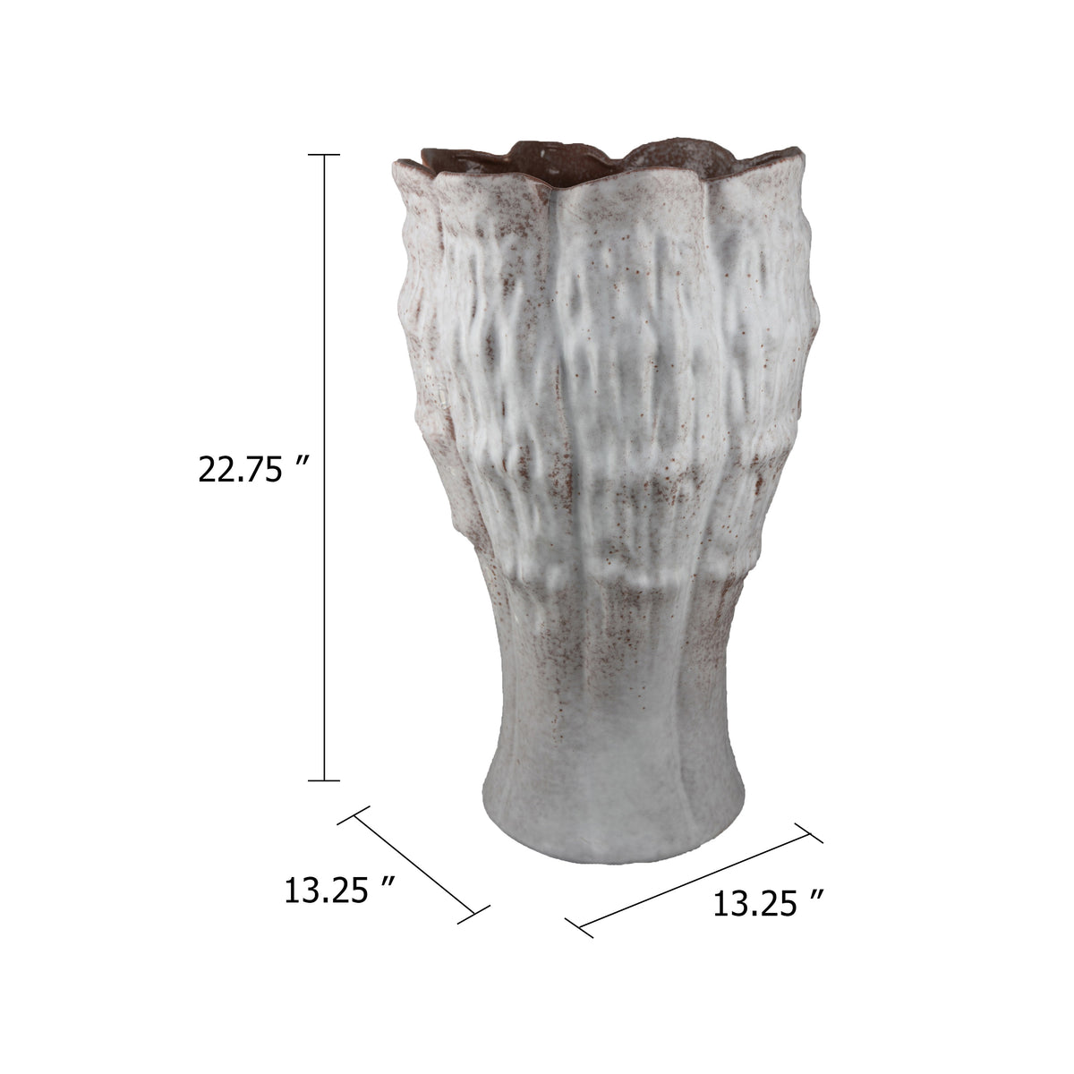 Decorative Vase, Gray Ceramic, Rustic Weathered Finish, 23 Inch Tall  - BM344402